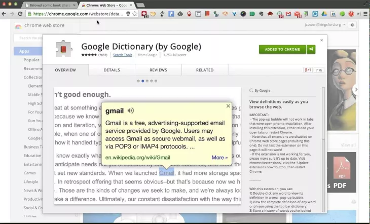Google Dictionary Extension