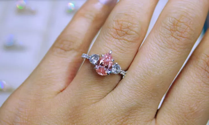 pink wedding rings