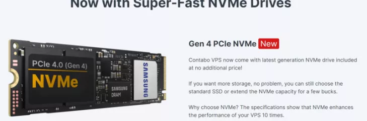 virtual private servers, Contabo installs brand-new NVMe disks